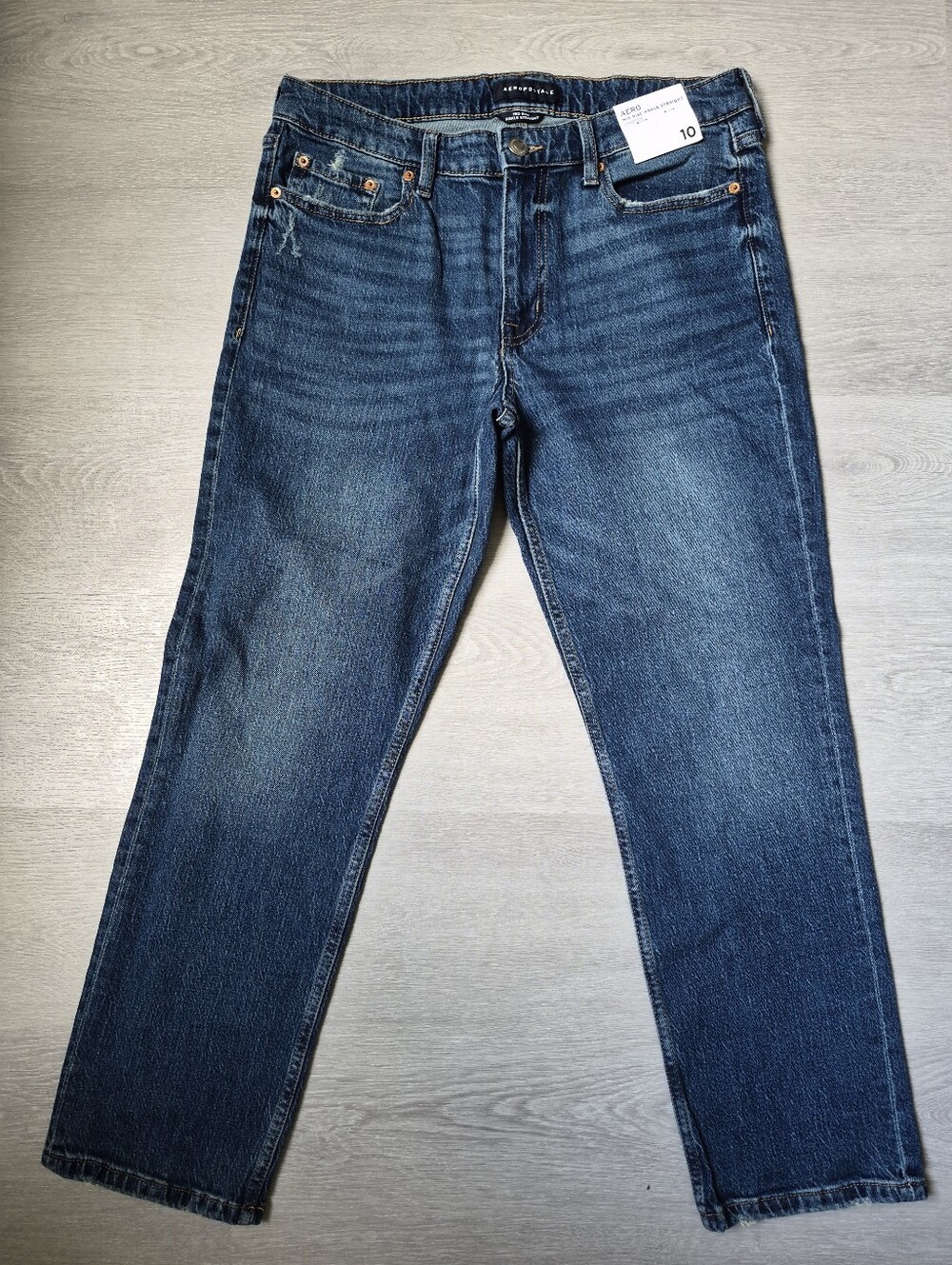 NEW Aeropostale Aero Mid Rise Ankle Straight Stretch Jeans Sz 10 Distressed